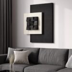 Large Black & White 3D Textured Wall Art - Modern Minimalist Geometric Decor for Home, 30 x 36 Inches - Image 2