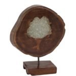 Deco 79 Teak Wood Abstract Decorative Sculpture Home Decor Statue with Resin Embedded, Accent Figurine 10" x 4" x 12", Brown