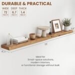 72" Live Edge Elm Wood Floating Wall Shelf with Invisible Bracket – Ideal for Bathroom, Kitchen, or Living Room, Natural Finish - Image 3