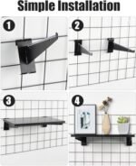 Alffun 6-Pack Grid Wall Shelves with Metal Brackets – 16" x 6" Heavy-Duty Wooden Storage Solution for Garage, Workshop, and Kitchen – Affordable Under $70! - Image 5