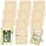 RYKOMO 12 Pieces DIY Wooden Picture Frames, Unfinished Solid Wood Photo Picture Frames for 4 x 6 in Photos, Standing Wooden Picture Frame for Crafts, DIY Painting, Birthday, Wedding