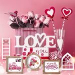 Bencailor 48-Piece Interchangeable Farmhouse Tiered Tray Decor Set: Includes Wood Frames, Ladders, Cards, and Bow Knot (Tray Not Included, Year-Round Seasonal) - Under $70 - Image 6