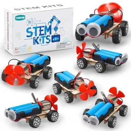 STEM Science Kits for Kids Age 8-12, 6 Set Wind-Powered Cars Science Experiments 6-8 8-10, Wood Building Crafts Kit for Boys Girls, School Classroom STEM Projects Toys Gifts for 6 7 8 9 10 12 Year Old