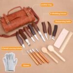 ALIESTFDNO 14-Piece Wood Carving Kit: Complete Whittling Tools Set with 8 Knives & 4 Detail Carving Knives, Plus PU Leather Storage Bag – Perfect for Beginners and Enthusiasts, Under $70 - Image 7