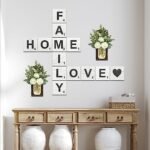 TenXVI Designs Rustic Crossword Farmhouse Wall Hanging - Modern, Large Living Room, Family Signs for Home, Love Country Decor, Wood - 5"x5"