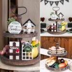 Rustic Wooden 2-Tiered Round Tray – Farmhouse Kitchen Decor for Serving Food, Snacks, and Seasonal Displays (Brown) - Image 6