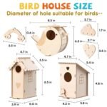 JMMICO 3-Pack Birdhouse Kits for Kids Ages 8-12 - Wooden DIY Painting Arts and Crafts, Build & Decorate Birdhouses and Wind Chimes for Summer Fun, Great DIY Gift for Boys and Girls Under $70 - Image 2