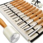 Wood Carving Kit, Wood Carving Tools Set of 12 Chisels and Mallet with Canvas Case Gouges, Wood Whittling Kinves Kit, Carving Knife Set, Woodworking Chisel Set for Beginners, Professionals