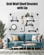 Alffun 6-Pack Grid Wall Shelves with Metal Brackets – 16" x 6" Heavy-Duty Wooden Storage Solution for Garage, Workshop, and Kitchen – Affordable Under $70! - Image 3