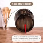 Adnee 4-Pack Wooden Whiskey Barrel Planters - Rustic Garden Pots for Indoor/Outdoor Use (4.7", 6.1", 7.1", 9") - Image 4