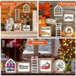 Bencailor 48-Piece Interchangeable Farmhouse Tiered Tray Decor Set: Includes Wood Frames, Ladders, Cards, and Bow Knot (Tray Not Included, Year-Round Seasonal) - Under $70 - Image 4