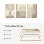 Framed Boho Neutral Abstract Wall Art Set - 3 Mid Century Modern Prints for Living Room, Minimalist Geometric Canvas Decor for Dining Room, Bedroom, Hallway, Office - 16x24 In, Under $70 - Image 9