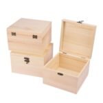 GNIEMCKIN 3 Pack Wooden Box, Unfinished Unpainted Wood Boxes for Crafts, DIY Projects, and Jewelry Storage (7.1x7.1x4.7 inch)
