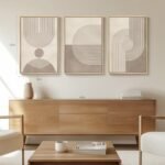 Framed Boho Neutral Abstract Wall Art Set - 3 Mid Century Modern Prints for Living Room, Minimalist Geometric Canvas Decor for Dining Room, Bedroom, Hallway, Office - 16x24 In, Under $70 - Image 2