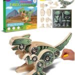 Little Jupiter DIY Wooden Kit with Stickers - Dinosaur Toys for Kids for 7-12 Yrs - Dinosaur Toy Woodworking Kits - Wood Crafts - Kids Building Kit - Wooden Crafts (T-Rex)