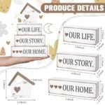 Cinnvoice Rustic Wooden Tabletop Decor - Tiered Tray Sign for Home, "Our Life Story" - Neutral Coffee Shelf Centerpiece under $70 - Image 3