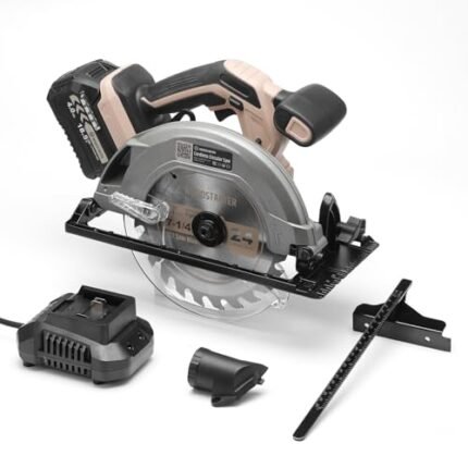 WOODSTARTER 18.5V Cordless Circular Saw Kit - 7-1/4-Inch Blade, 5000RPM, 45° Bevel for Woodworking​ (Battery & Charger)