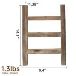 FUIN Mini Wooden Tea Towel Ladder Rack - Rustic Farmhouse Display Stand for Country Bathroom Decor, Burnt Brown - Image 4