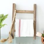 FUIN Mini Wooden Tea Towel Ladder Rack - Rustic Farmhouse Display Stand for Country Bathroom Decor, Burnt Brown - Image 6